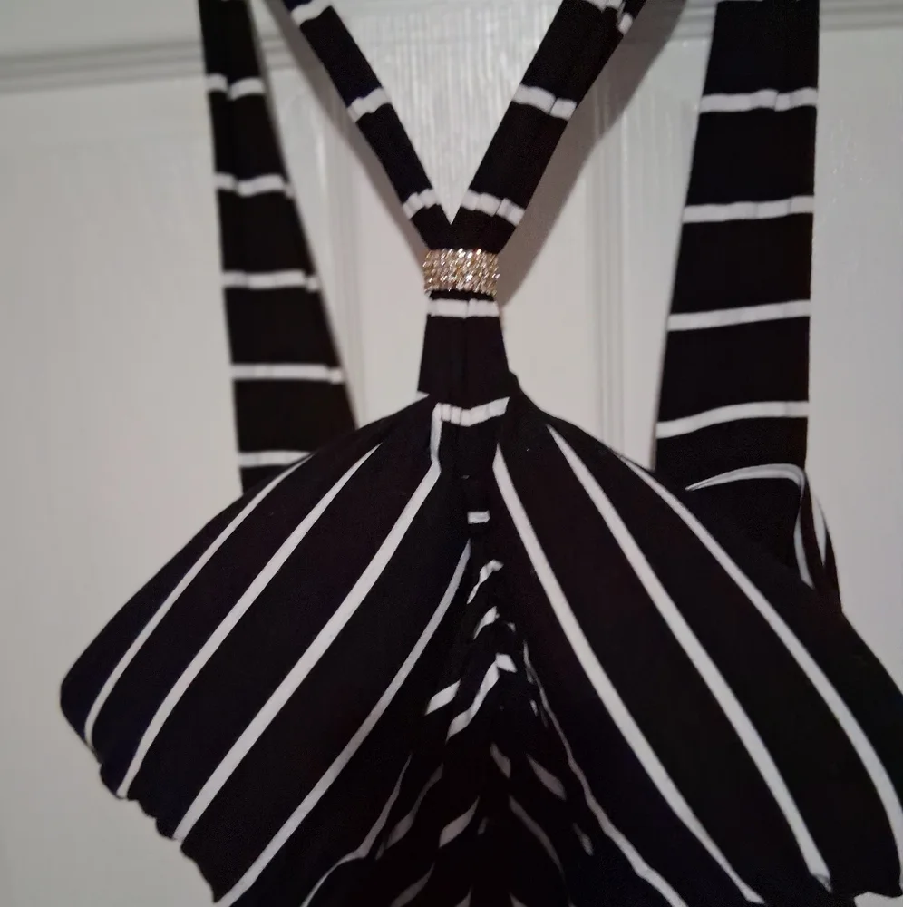 💥 Gifted💥Baby Phat Monochrome Striped Evening Dress Smoke Free Home EUC - Picture 4 of 4